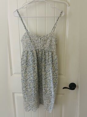 Joie Floral Smocked Nightgown in Blue and Cream